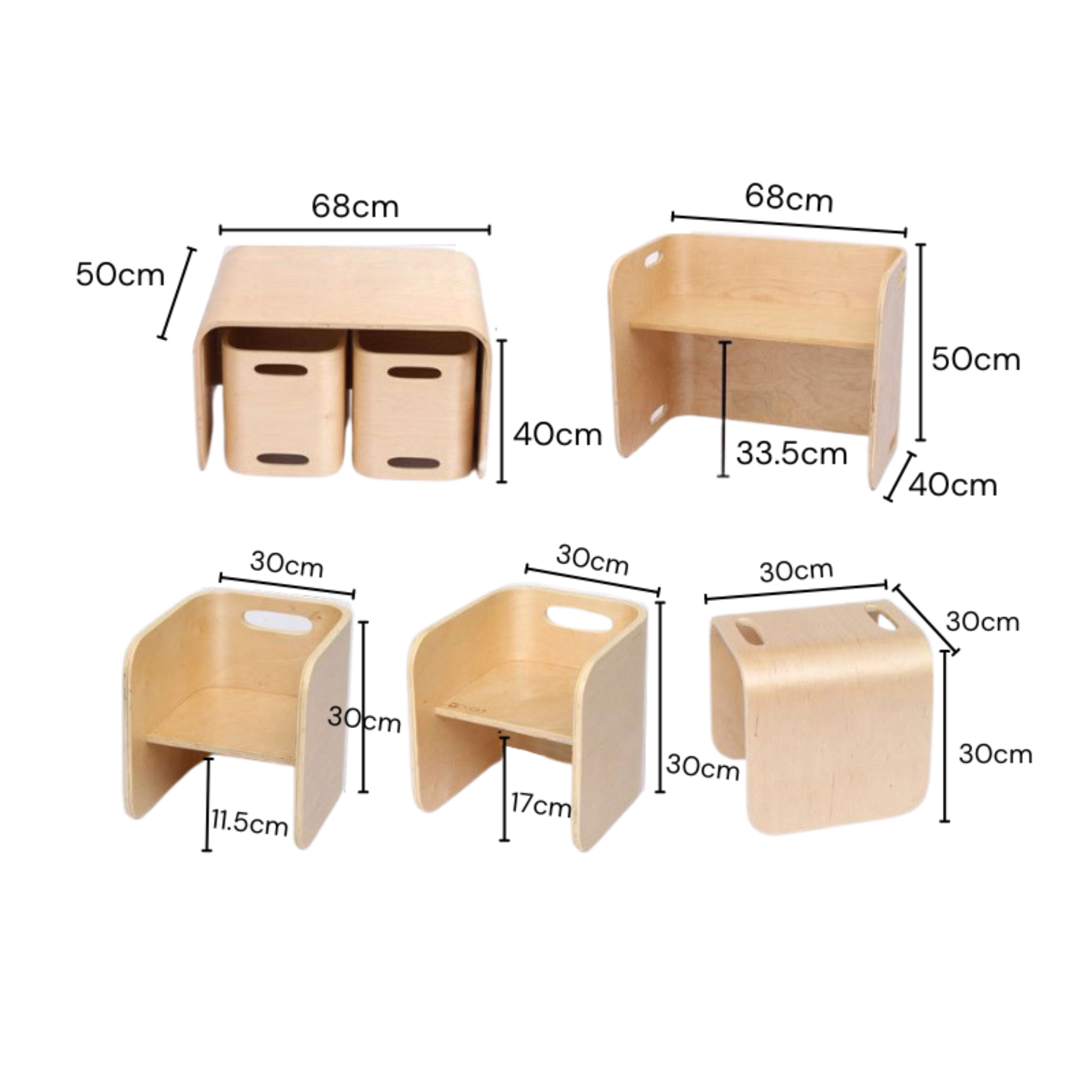 Alpaka Joy Kids Table with 2 Stools Plywood Birch – Urban Sales